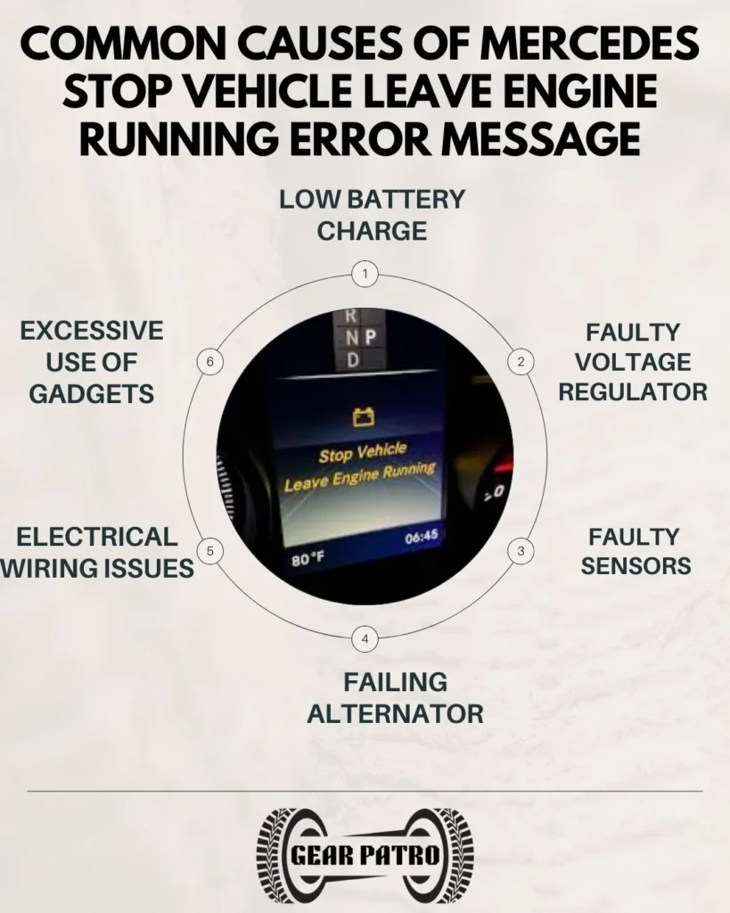 Common causes of Mercedes stop vehicle leave engine running Error Message